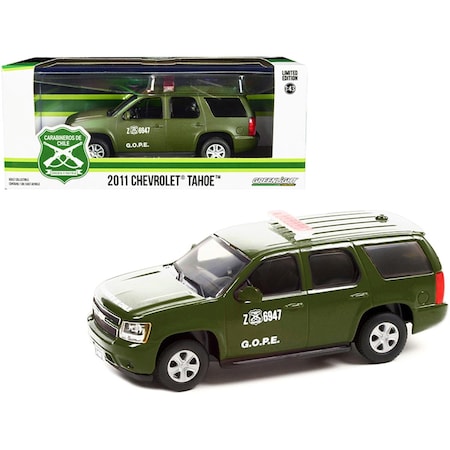 Greenlight 1-43 Scale Tahoe Police Car 2011 Chevrolet Diecast Model Car, Matt Green 86620